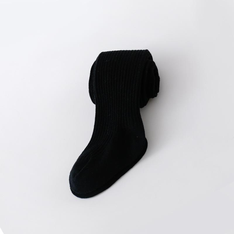 Spring Autumn Children's Warm Tights Solid Color Vertical Stripe Girl Pantyhose Fashion Non Dropping Crotch Kids Dance Panties