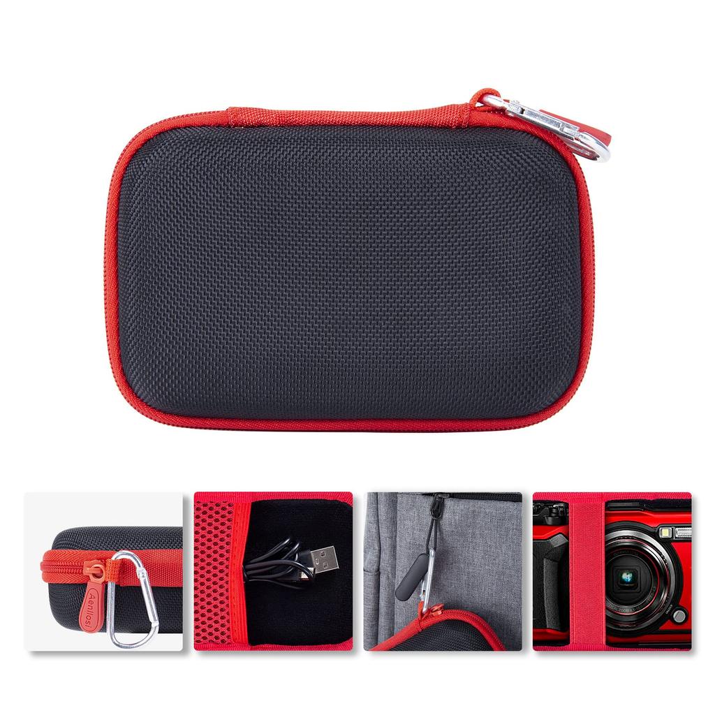Aenllosi Чехол для хранения, совместимый с цифровой камерой Olympus Tough TG-7 / TG-6 / TG-5 / TG-4 / TG-3 / TG-2 (Красная молния) (Только случай)