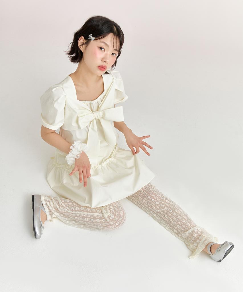 Adore Bell Ribbon Tie Dress - Cream