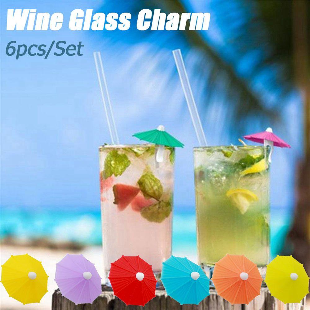 Creative Silicone Umbrella Shape Party Supplies Bar Accessories Wine Glass Charm Cup Label Sign Mark Tag Cup Identification