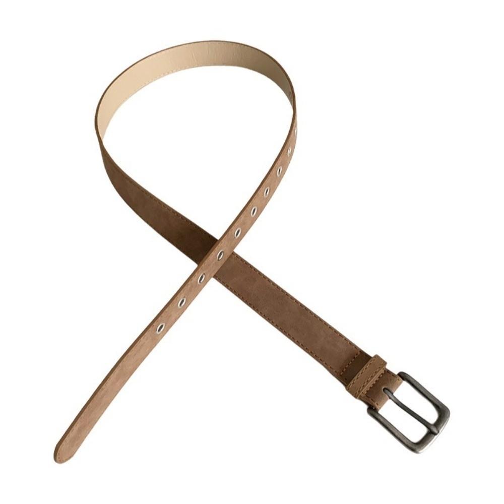 Simple Hollow Out Belt Solid Color Thin Waistband Fashion Leather Belt for Dresses