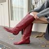 European and American style crocodile pattern square head high boots women's summer heightening knight boots slim boots