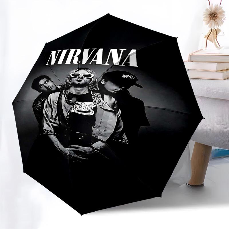 1pc Nirvana Kurt Cobain Automatic Open,Windproof, Compact Travel Umbrella, Gift for Birthday, Christmast93093