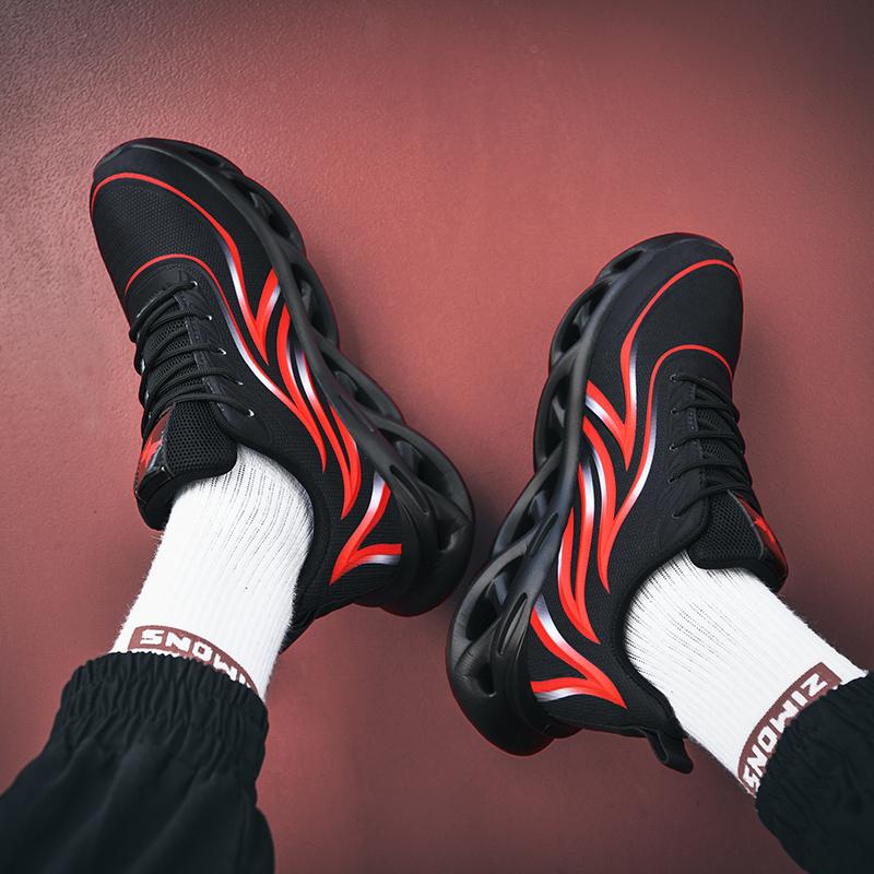 Men's Flame Printed Sneakers Flying Weave Sports Shoes Running Shoes Men Athletic Shoes