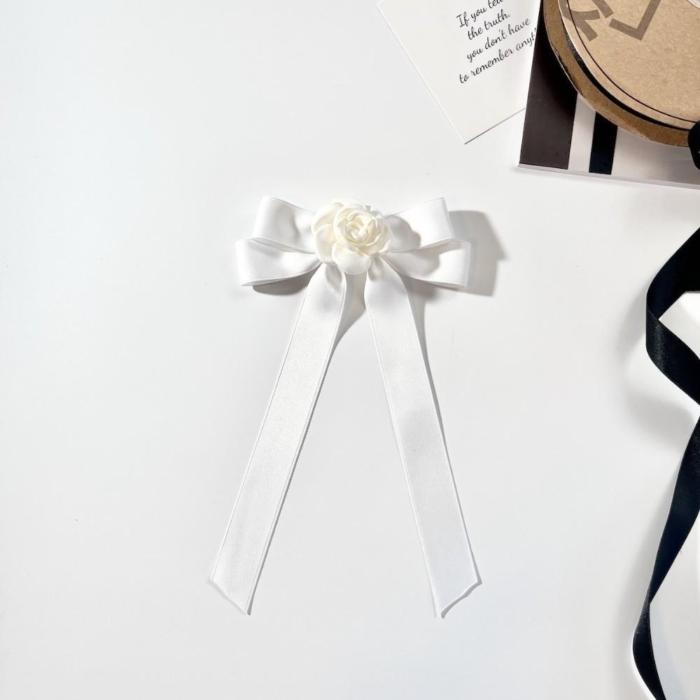 White Black Bow Brooch Pin Camellia Funerals Memorial Pin Fashion Black Ribbon Pin Shirt