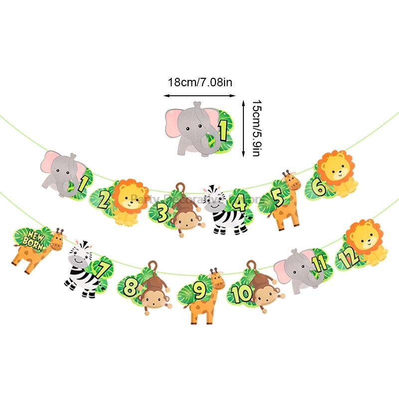 Баннер с фотографиями на 1-й день рождения Малыш Джунгли Сафари Вечеринка по случаю дня рождения Лев Тигр Животные Флажки Бумажная гирлянда Украшение Дикий