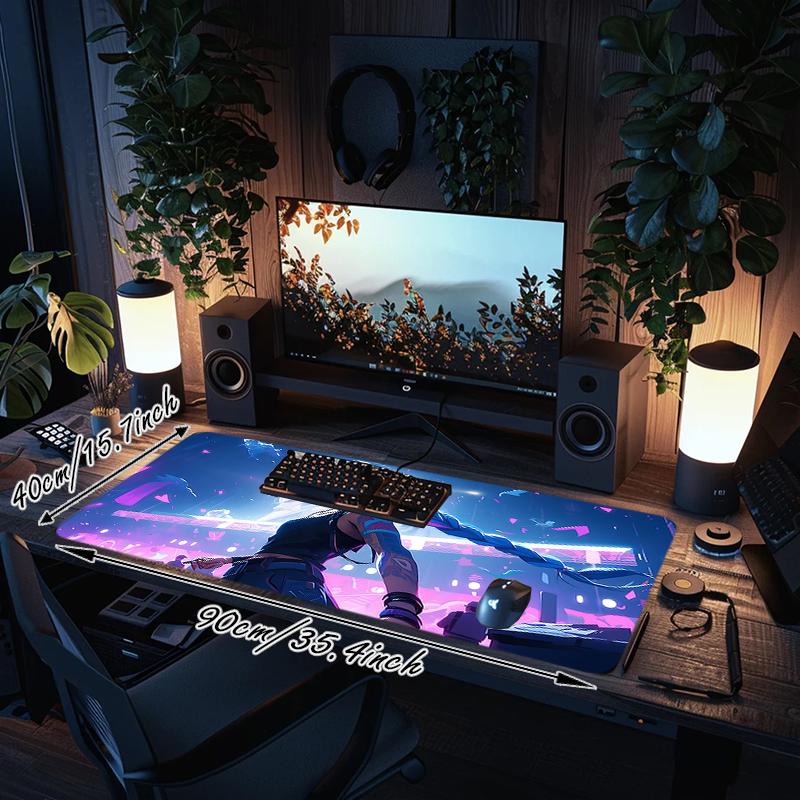 1Pc Cyberpunk Neon Future Gaming Mouse Pad Keyboard Desk Mat Non-slip Rubber Lock Edge Waterproof Computer Mousepad for Office Home Decor S1684