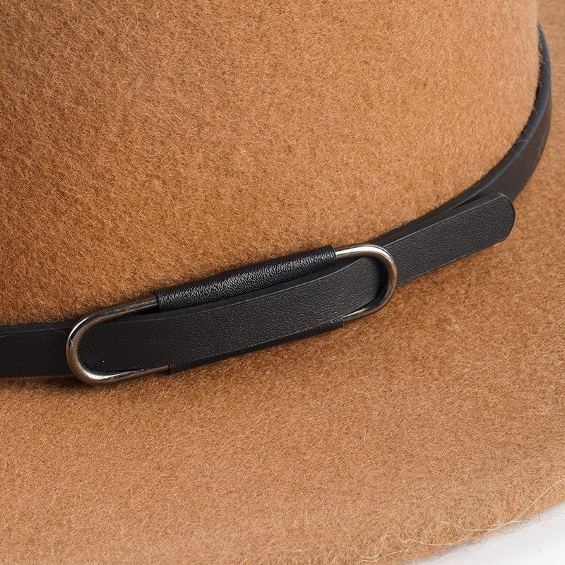 Wool flat top top hat, women's short-brimmed flat top European and American style top hat, simple and versatile fashion wool top hat