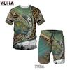 Летняя забавная футболка с 3D принтом для ловли карпа, комплект шорт, мужская спортивная одежда, спортивные костюмы с круглым вырезом и коротким рукавом, крутая мужская одежда