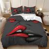 3pcs Lips Pattern Printed Bedding Set,1 Quilt Cover+2 Pillowcase, Suitable for Couples and Adults Bedroom, Home Decoration