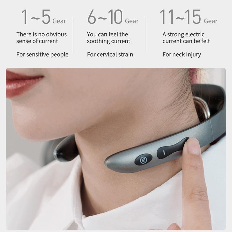 Складной инструмент для массажа шеи, импульсный массажер для шейного отдела, 5 режимов, 15 интенсивностей, массаж для шеи, релаксация