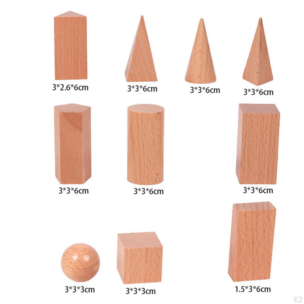 10Pcs Wood Geometric Solids Elementary Children Kid Geometry Learning Toys