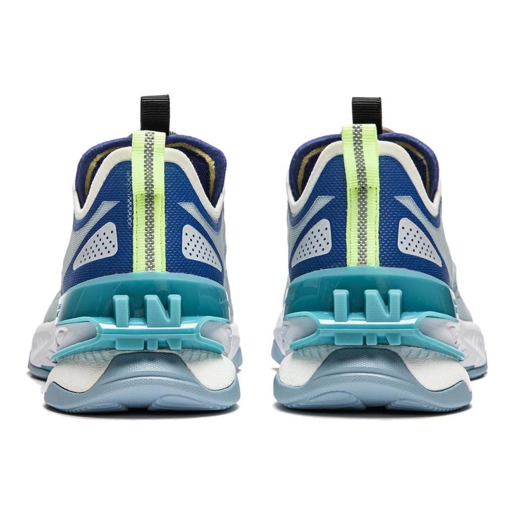 Li Ning Kids Тканевые удобные простые нескользящие амортизирующие низкие повседневные туфли Детские повседневные туфли серо-синего цвета YKCU040-3