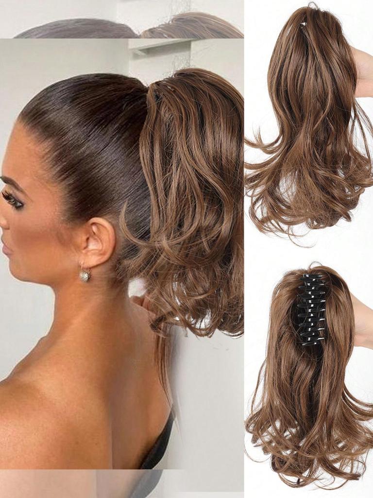 Парик «конский хвост» с большой заколкой, коса из натурального синтетического волокна, модный пушистый короткий хвост с большой волной