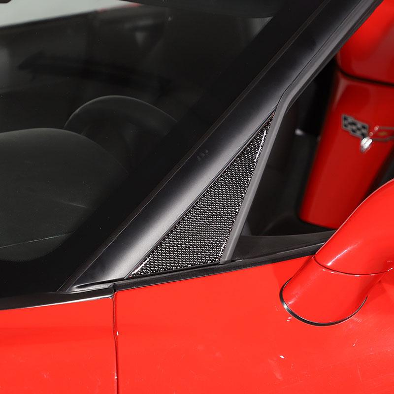 For Chevrolet Corvette C6 2005-2013 Soft Carbon Fiber Car A-pillar Triangular Cover Trim Sticker Car