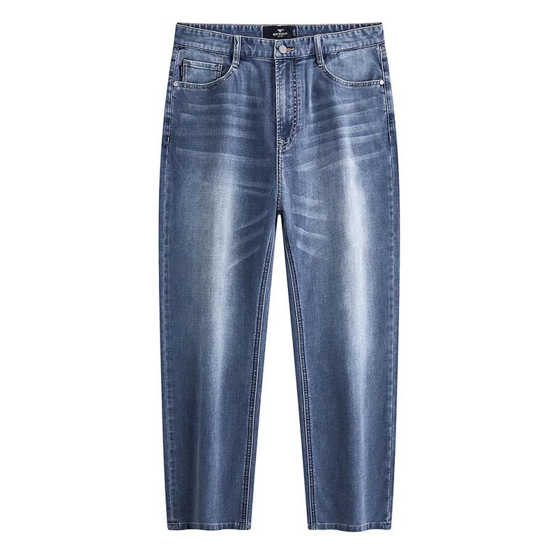 SEPTWOLVES Мужские прямые джинсы из стираного денима