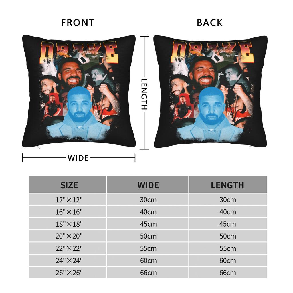 Drake Rapper Pillowcase Printing Polyester Cushion Cover Decorative Throw Pillow Case Cover Home Zippered 40X40Cm