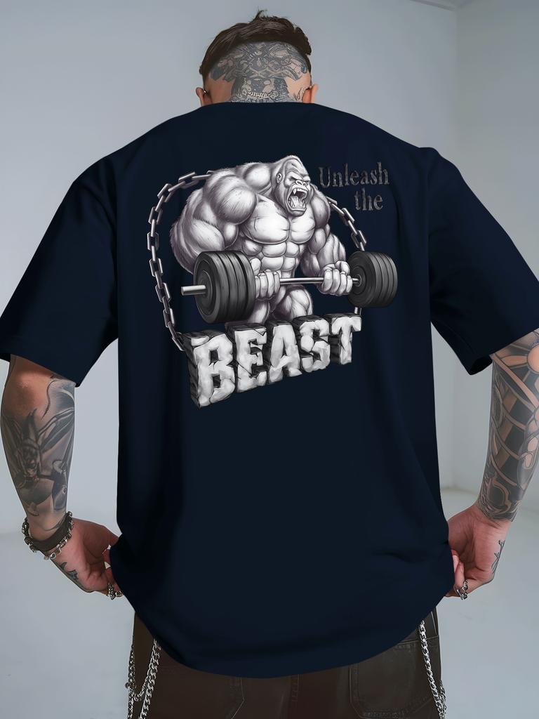Summer Men's Wild Animal Print TShirt Cotton Breathable Streetwear Oversized Loose Casual Trendy Crew Neck Short Sleeve