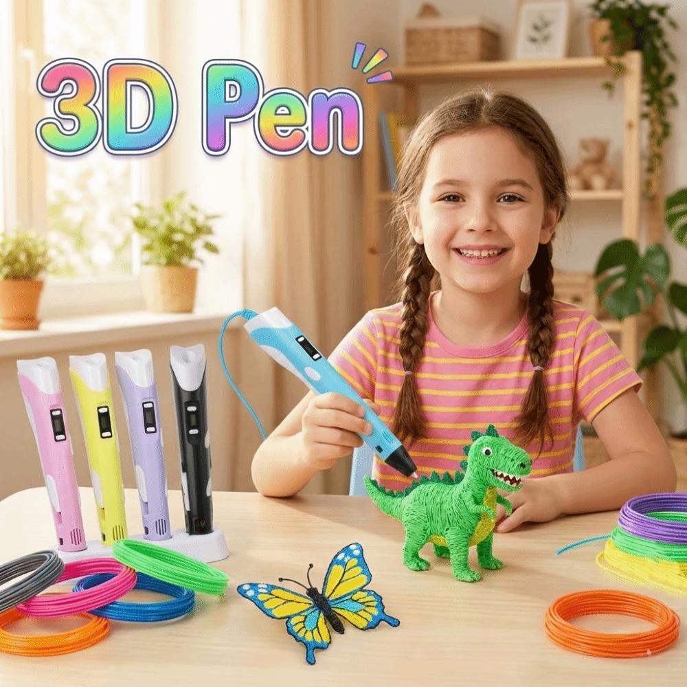 Креативная 3D-ручка для рисования USB со светодиодным дисплеем, безопасная, для рисования DIY, регулируемая скорость, с PLA-филаментом, 3D-ручка, проект DIY
