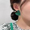 Серебряная игла зеленая флокированная серьги-сердечки женские осенние и зимние серьги с темпераментом в форме сердца нишевые уникальные серьги