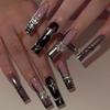 Extra Long Five-Star Rhinestone Nail Tips with Water Pipe Design