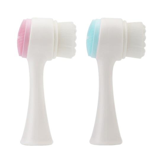 Щетка для очищения лица 2 в 1, двусторонняя силиконовая мягкая щетина, для снятия макияжа, отшелушивания, глубокой очистки пор, ручного умывания лица, скрабера для лица