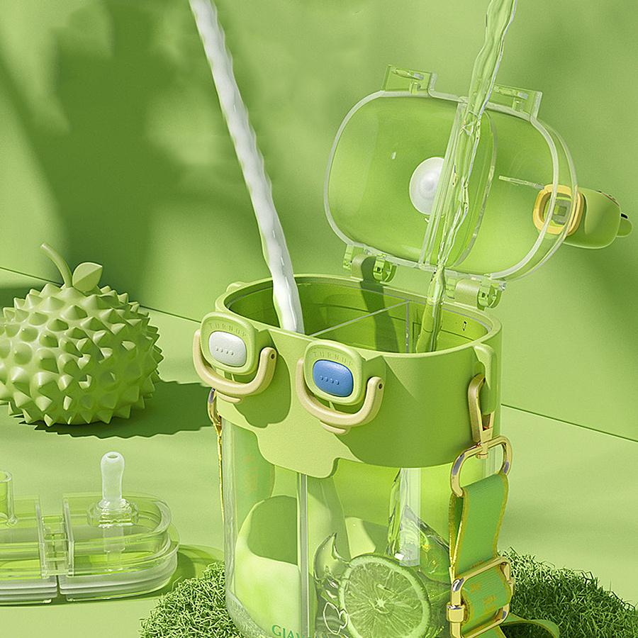 1 шт. 17,92/26,37 унц. Портативная герметичная бутылка для воды с двумя отсеками, соломинкой и ремешком для школы, спорта и путешествий - Оставайтесь гидратированными в дороге!