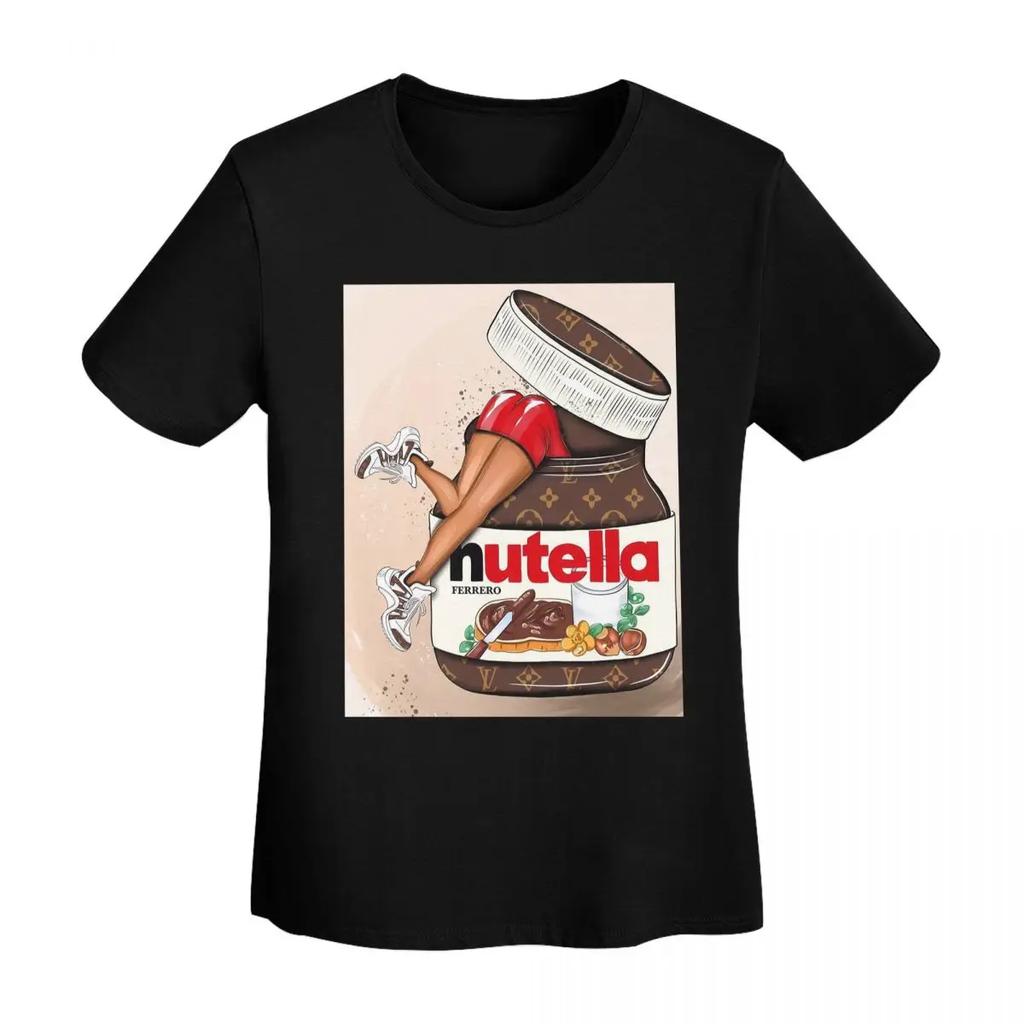 Футболка Nutella Cutie Женская с коротким рукавом Круглый вырез Хлопок Летние футболки Streetwear