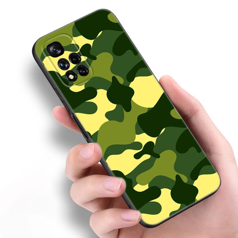 Камуфляжный Армейский Черный Силиконовый Чехол для Телефона Для Xiaomi POCO X3 X4 NFC F5 M3 M4 M6 X5 X6 Pro F3 F4 GT 5G C55 C65 M5