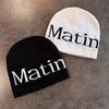 Streetwear Matin Letter Knitted Beanie Warmth Ear Protection Cold Seasons Cap