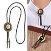 Vintage Adjustable Faux Leather Cord Bolo Tie with 3D Cowboy Hat Accent Mens Fashion Western Necktie Chain Accessories