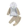 Toddler Baby Boy Clothes Fall Winter Outfits Color Block Hoodie Sweatshirt Tops Jogger Pants Set