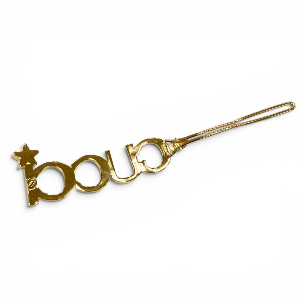 Great GUCCI clip Logo design rhinestone hair accessory gold Women 729104 Used