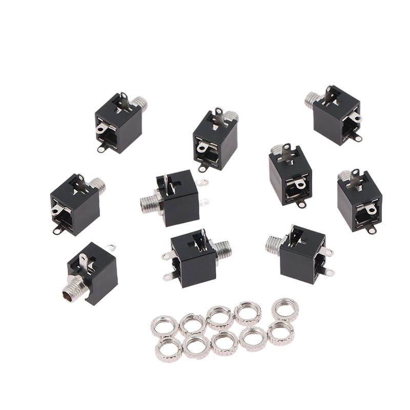 10Pcs 2.5/3.5Mm Pj301 Female Audio Connector 3 Pin Dip Headphone Jack Socket Mono Channel Pj-301M Pj301M Pj-201