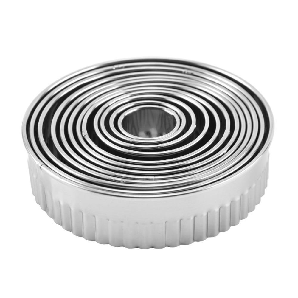11/12pcs Stainless Steel Biscuit Mold 11/12PCS Set Round Shape Dough Cutter Dumplings Skin Mold Cookie Cutter Pastry Making