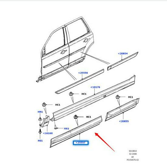 Декоративная накладка на переднюю дверь для Land Rover Freelander 2-го поколения (2006-2014 гг.), Номера деталей LR044655/LR044654