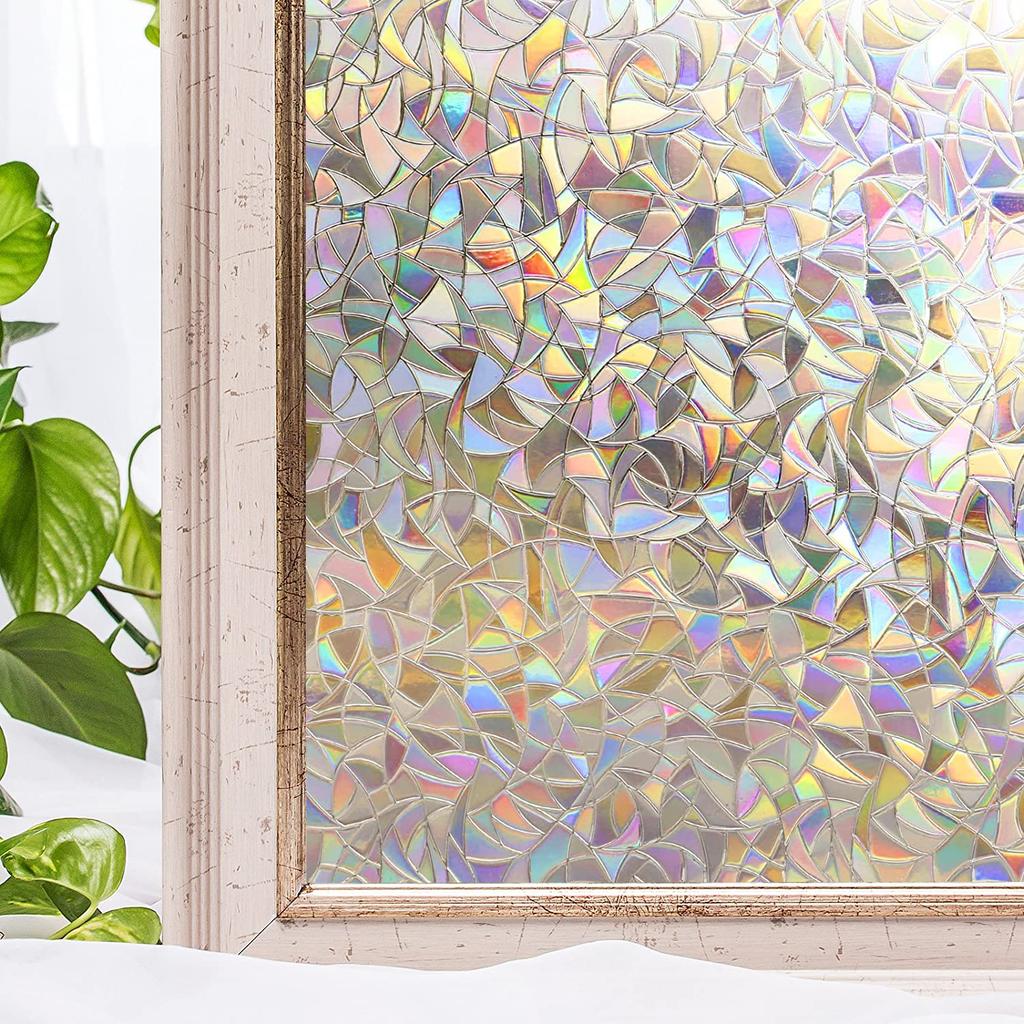 3D полупрозрачная радужная пленка для окон, витражное стекло, виниловая статическая самоклеящаяся пленка, терморегулирующие наклейки на окна для дома