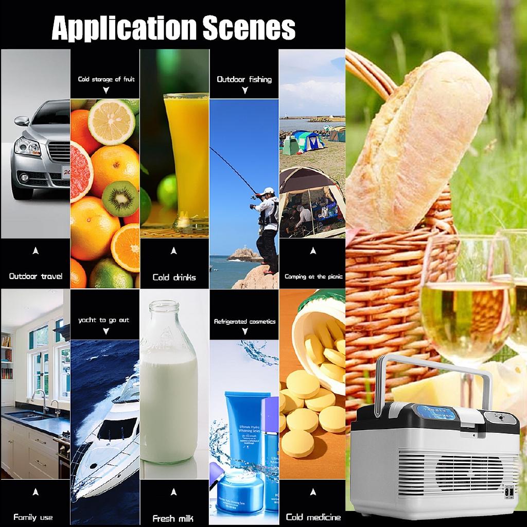 12 В/240 В 60 Вт портативный мини-холодильник для автомобиля, кемпинга, дома, холодильник-кулер 12 л/теплее с 2 способами зарядки с ручкой