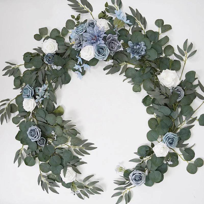 Artificial Flower Garlands for Table Runner Eucalyptus Sweetheart Table Centerpieces for Backdrop Boho Wedding Decoration