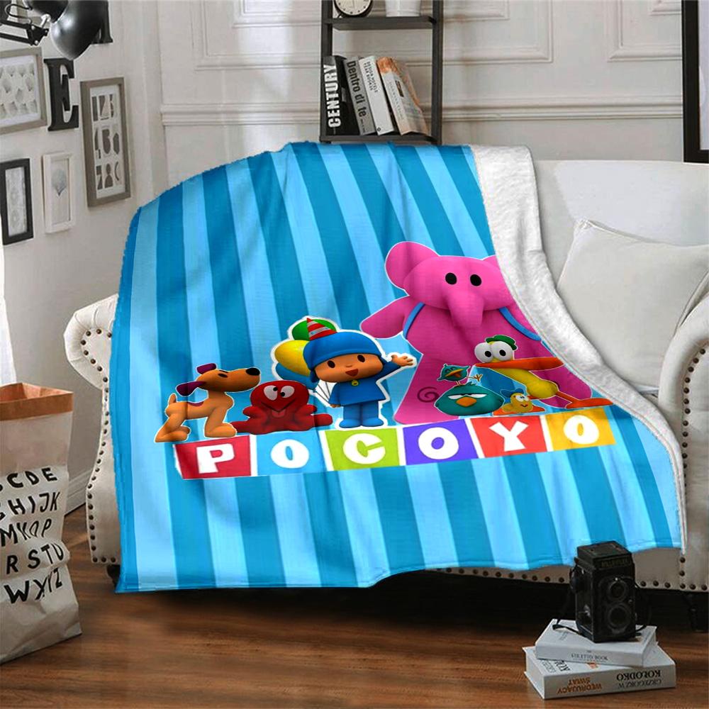 Pocoyo Cartoon Print Flannel Blanket High Quality Warm Comfortable Cover for All Seasons Perfect for Gifts Home Decor