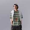 Li Ning CF Water Flow Full Print Striped Round Neck Pullover Comfortable Cool Loose Short Sleeve T Shirt Men T Shirts Dark-Green ATSU631-1