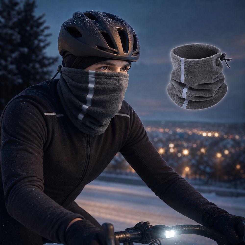Polar Fleece Winter Neck Warmer Adjustable Drawstring Half Face Cover Night Riding