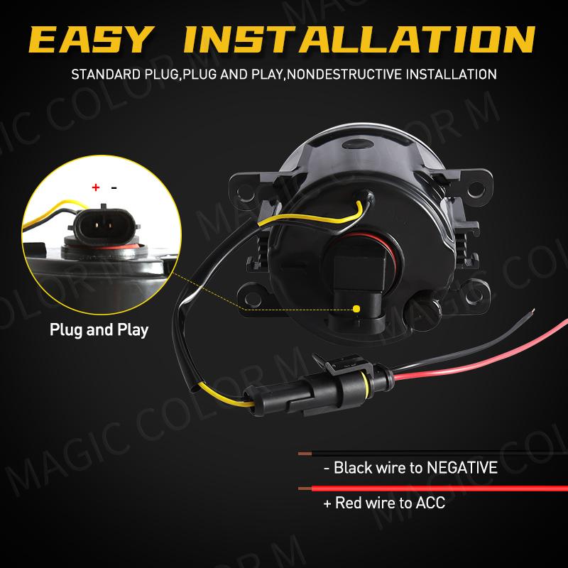 Angel Eye Fog Light For Ford Focus Fusion Fiesta Ranger C-Max Transit Tourneo EcoSport Edge Car DRL Fog Driving Lamp LED Lens
