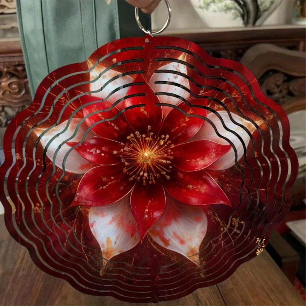 10 Inch Bohemian Wind Chime with 360 Degree Rotating Hook Vibrant Floral Design for Spring Summer Balcony Garden Yard Decoration