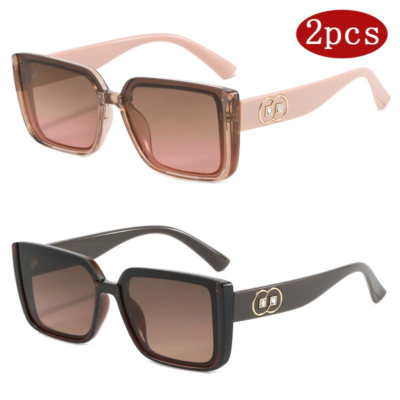 2 шт. Модные квадратные солнцезащитные очки с большой оправой для женщин, европейская и американская мода, очки с защитой от УФ-излучения, очки люксового бренда