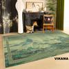 Crystal Velvet Chinese Ink Light Luxury Living Room Full Sleeping Carpet Landscape Ancient Style Non-Slip Rug