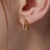 [LOMET] Серьги-пусеты из 14K GF с двумя линиями, застежка-one-touch_MJ5015BFE
