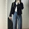 Осенне-зимняя черная куртка в стиле небольшого аромата для женщин, ранняя осень, нишевый дизайн, высококачественный короткий твидовый топ