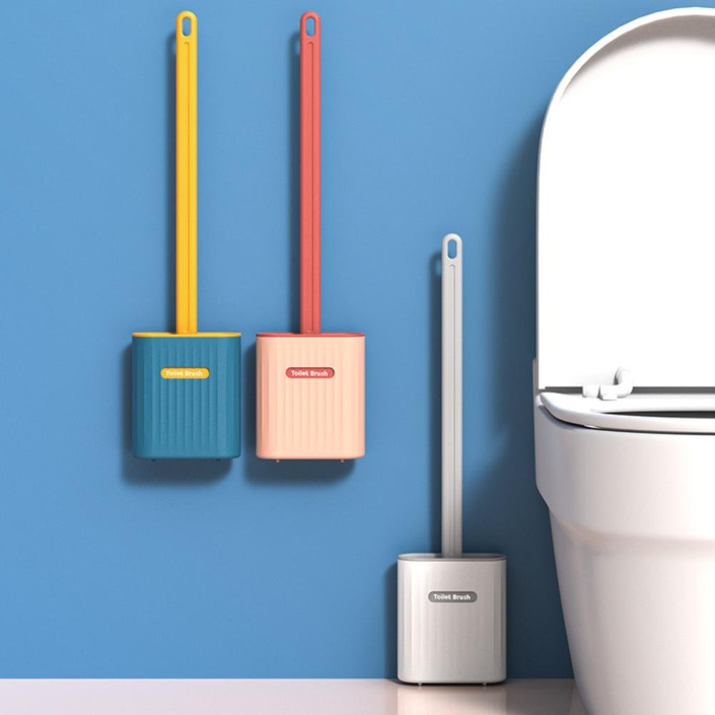 Силиконовая туалетная щетка Gap Brush с держателем Плоская головка Мягкая щетина Чистящие щетки с быстросохнущим кронштейном Инструмент для ванной комнаты
