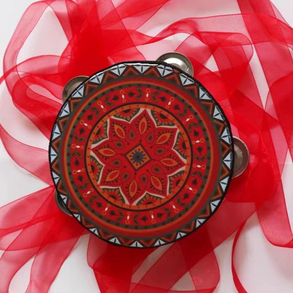 6" & 7" Uyghur Ribbon Tambourine Hand Drum for Dunhuang Apsara Dance